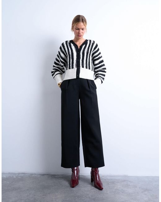 TOPSHOP Blue Knitted Vetical Stripe Cardigan