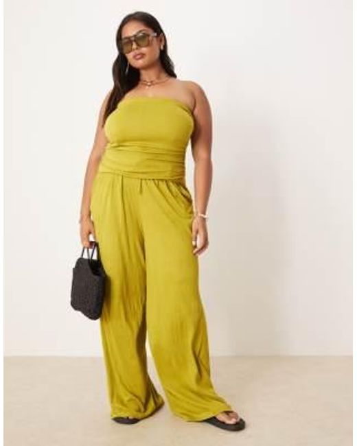 ASOS Yellow Asos Design Curve Crinkle Bandeau Top
