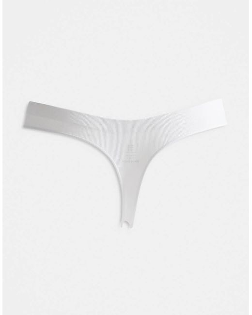 ONLY White 3 Pack Ribbed Seamless Lingerie Thong