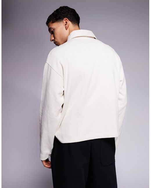 ADPT White Collared Quarter Zip Sweat for men