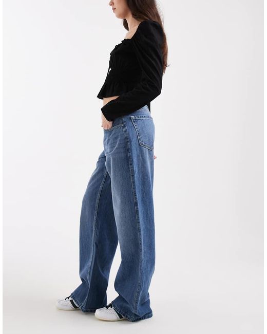 Hollister Blue Low Rise Baggy Jeans With Adjustable Waist