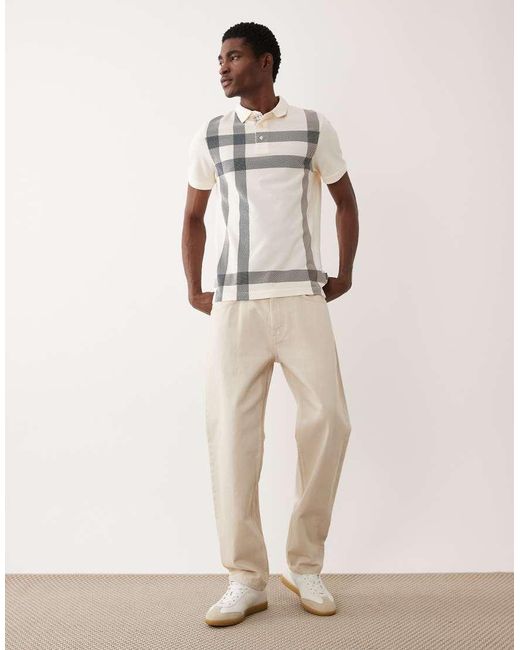 Barbour Natural Blaine Short Sleeve Tartan Check Polo Shirt for men