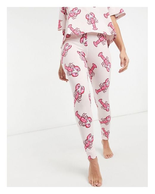 ASOS Lobster Print Tee & leggings Pyjama Set in Pink | Lyst