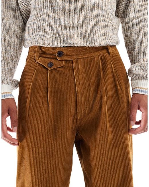 Farah – adam – retro-hose aus twill in Brown für Herren