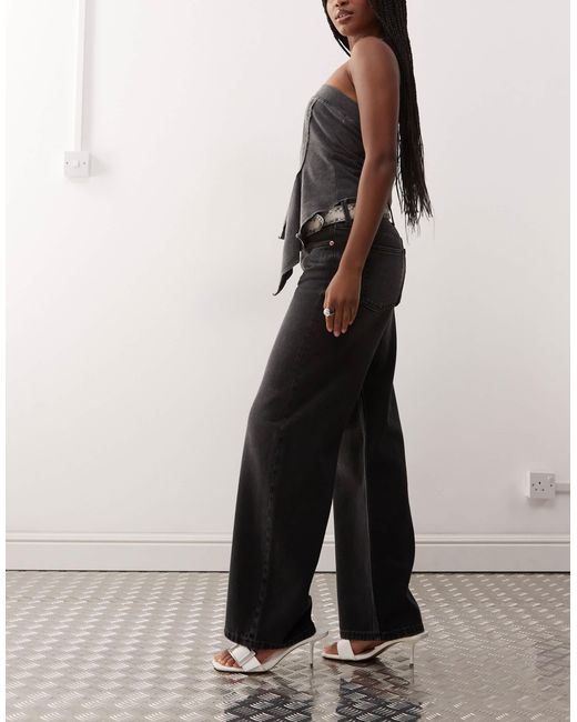 Imoo - jean ample à taille basse - délavé Weekday en coloris Black