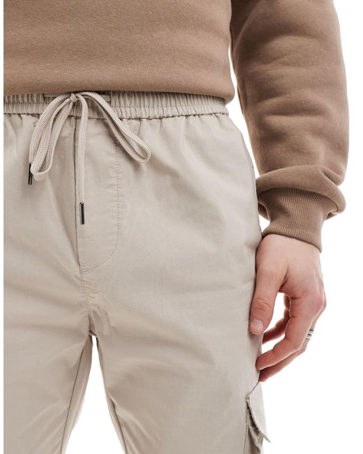 Only & Sons White Tapered Tech Cargo for men
