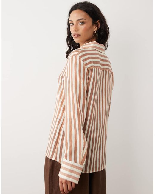 Mango Brown Sheer Oversized Shirt