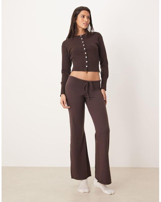 Gina Tricot Brown Co-ord Long Sleeve Fitted Fine Knit Cardigan