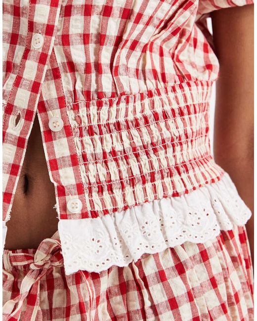 Neon Rose Co-Ord Shirred Collared Ruffle Top