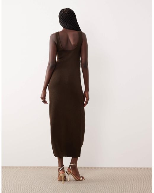 Pretty Lavish Knitted Scoop Neck Maxi Dress Co-ord in Brown | Lyst