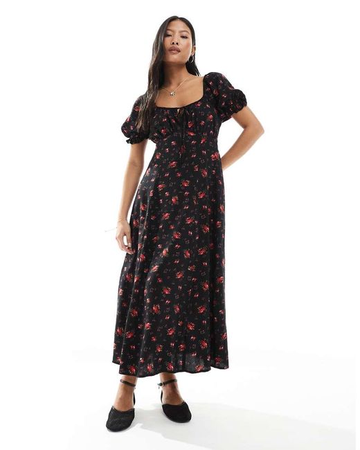 Miss Selfridge Black Spun Tea Midaxi Dress