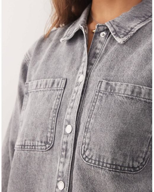 Noisy May Gray Denim Shacket