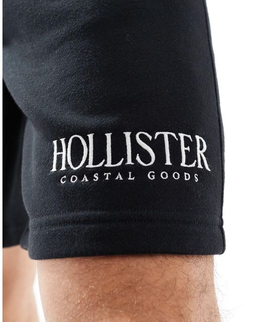 Hollister Black 9inch Tech Logo Sweat Shorts for men