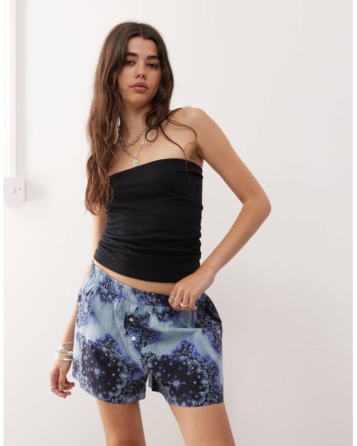 Monki Blue Poplin Shorts
