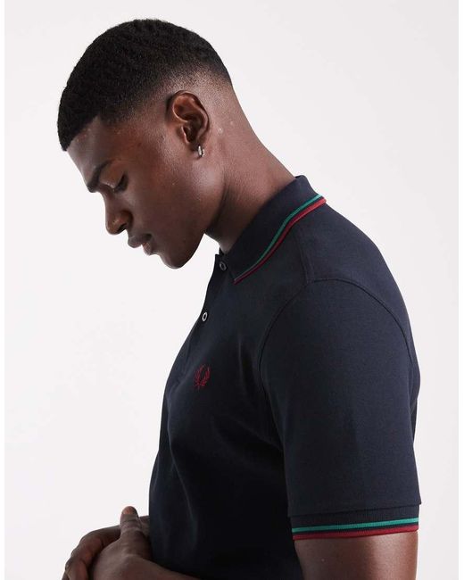 Polo Con Dos Rayas De Fred Perry de hombre de color Blue