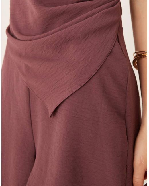 ASOS Purple Halter Asym Overlay Detail Playsuit
