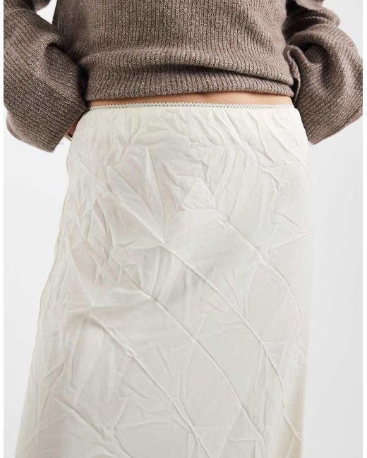 ASOS White Crushed Satin Maxi Skirt