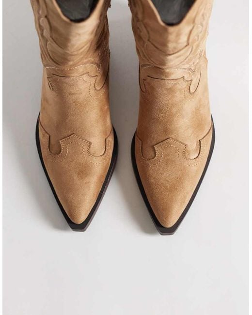 ASOS Brown Celestine Flat Cowboy Knee Boots
