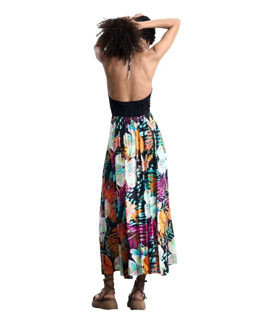 Desigual White Long Tropical Dress