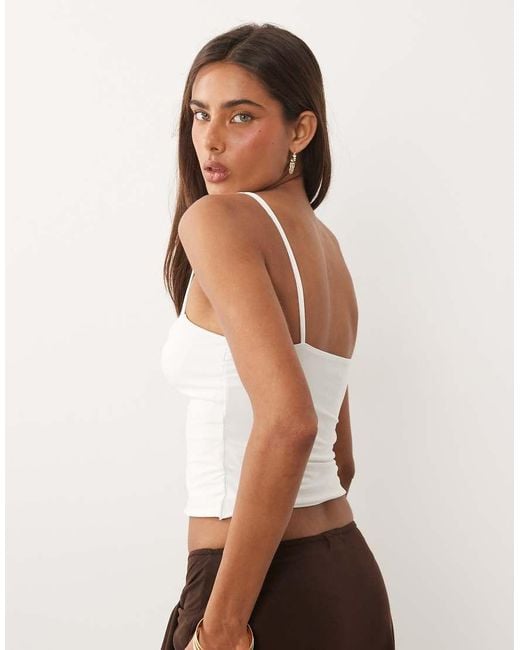 Missy Empire White Missy Empire Double Sculpted Slinky Thin Strap Cami Top