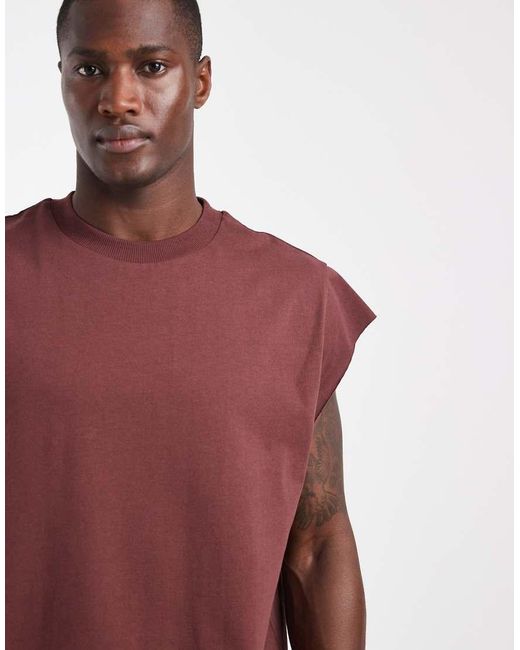 ASOS Purple Heavyweight Boxy Oversized Tank With Cap Sleeves for men