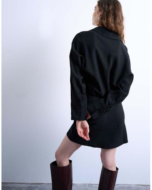 TOPSHOP White Waisted Micro Mini Shirt Dress