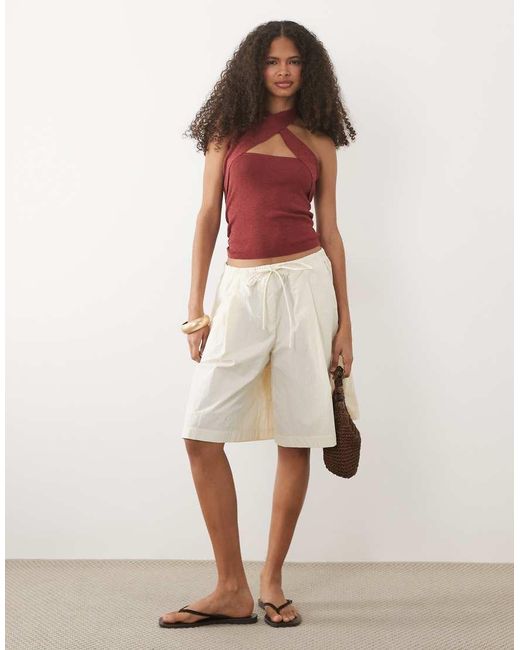 Mango Red Teen Knitted Cross Front Halterneck Top