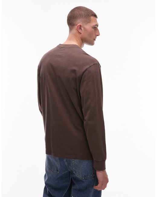 Levi's – authentic – stückgefärbtes, langärmliges t-shirt in Brown für Herren