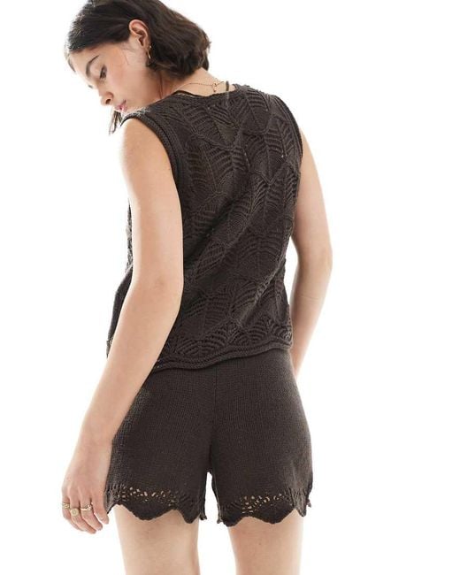 Vero Moda Black Crochet Knitted Shorts Co-Ord