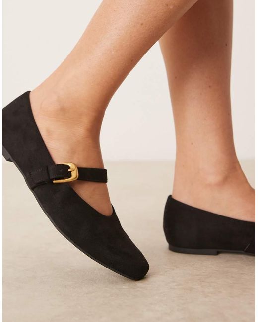 Bailarinas Negras Estilo Merceditas De Antelina Leah De -Negro ASOS de color Natural