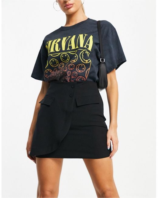 I Saw It First Black Button Front Mini Skirt Co Ord