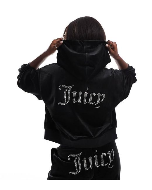 Juicy Couture Black Relaxed Fit Velour Zip Through Hoodie