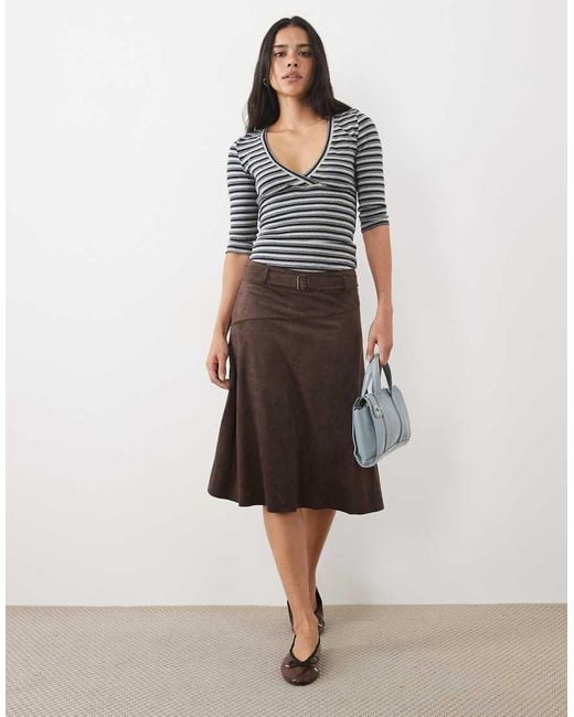 Motel Blue Silea 3/4 Length V Neck Top