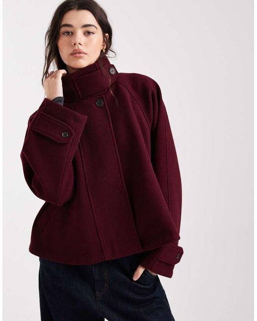 ASOS Red Cropped Cape Formal Coat