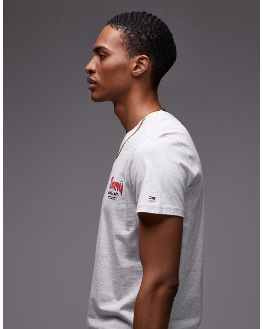 T-shirt ajusté avec logo effet bulle sur la poitrine - chiné Tommy Hilfiger pour homme en coloris Gray