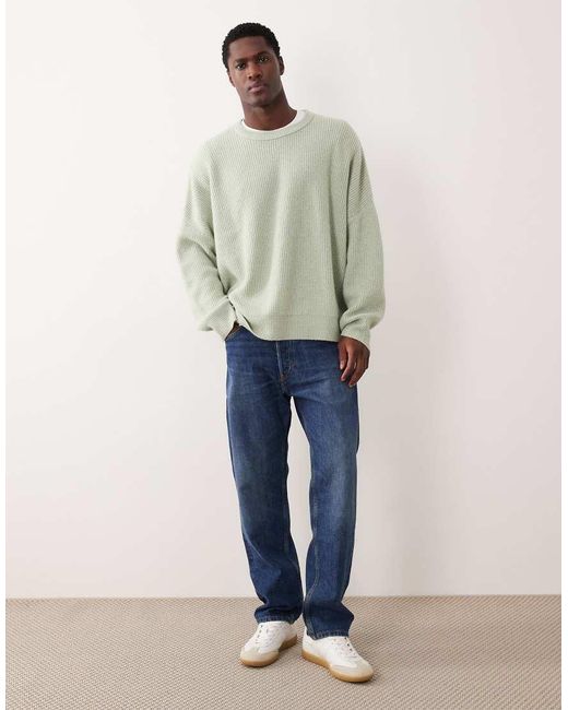 ASOS Natural Super Oversized Boxy Fit Knitted Fisherman Rib Jumper for men