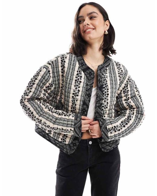 ASOS Black Cropped Quilted Jacket