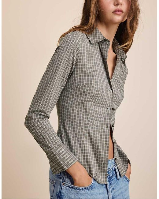 Stradivarius Blue Basic Fitted Shirt