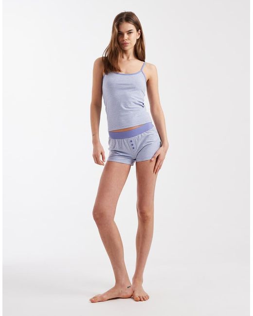 Cotton On Blue Sleep Soft Longline Cami And Boy Shorts Set