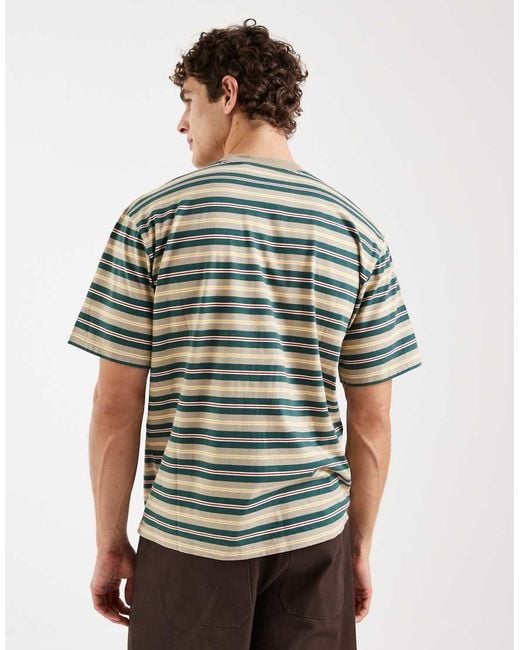 Redefined Rebel Green Jed Boxy Oversized Fit Short Sleeve Stripe Tee for men