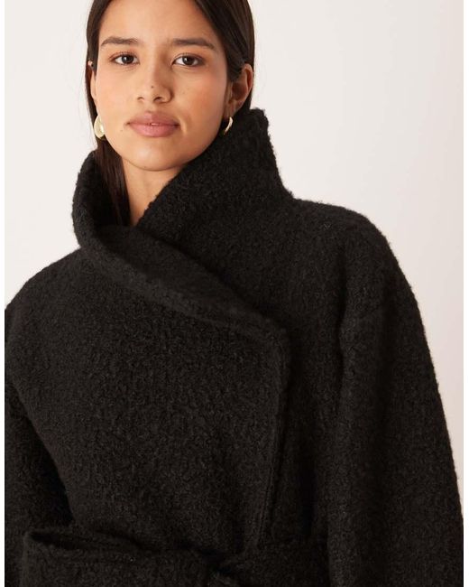 Gina Tricot Blue Textured Belted Midaxi Coat