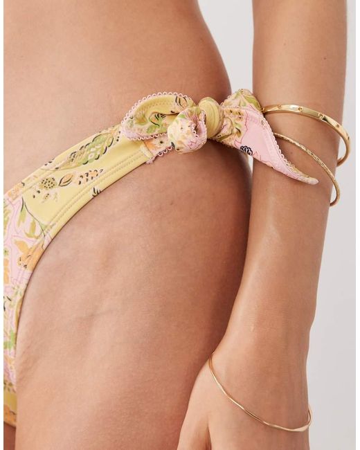 ASOS Natural Sarah V Front Tie Side Bikini Bottom