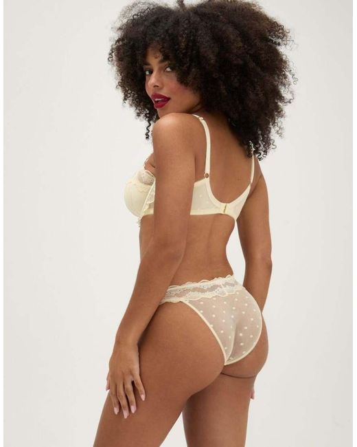 Boux Avenue Brown Faye Spot Mesh Balconette Bra Padded Adjustable Strap