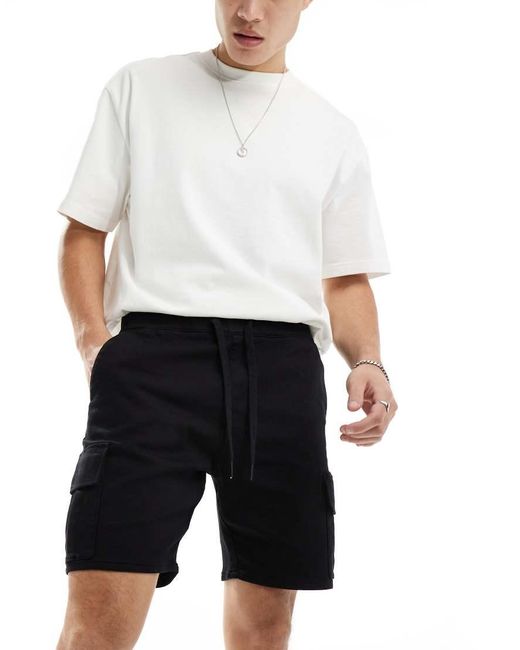 Pantaloncini Cargo Neri di Bershka in White da Uomo