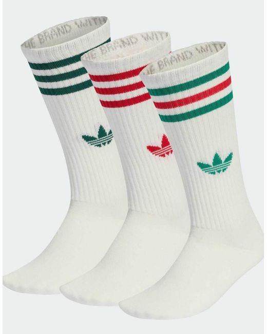 Adidas Originals White 3-Stripes High Crew Socks 3 Pairs