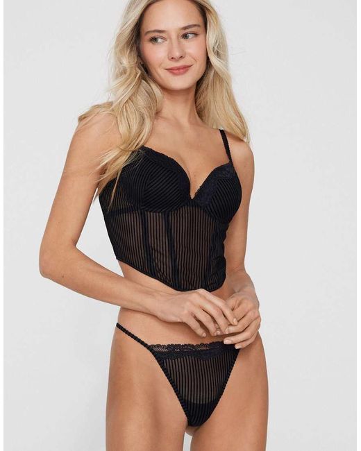 Tezenis Black Glam Rib Push-Up Bra Top