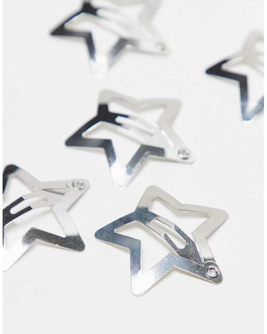 Pieces White 6 Pack Star Hair Clips