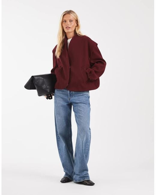 ASOS Red 80's Shoulders Formal Bubble Hem Jacket