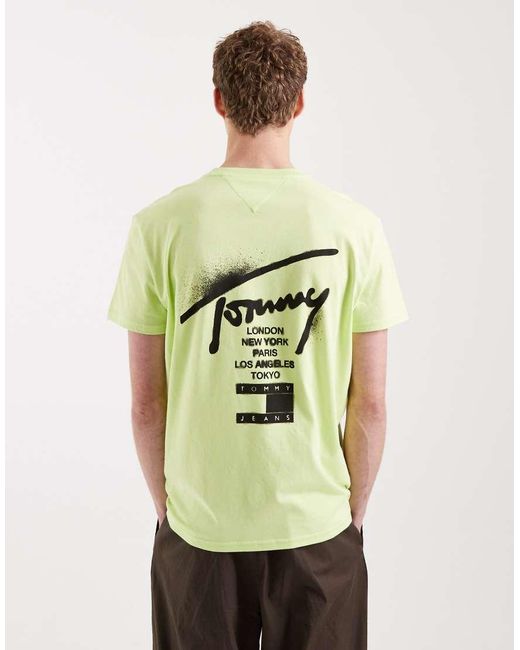Tommy Hilfiger Green Signature City Sign Logo Signature T-shirt for men