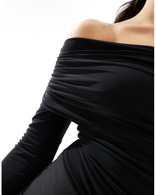 ASOS Black Double Layer Slinky One Shoulder Bodysuit